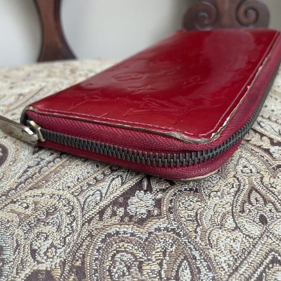 Louis Vuitton Cherry Red Vernis Zip Around Long Wallet Bright Zippy Authentic - Picture 12 of 14